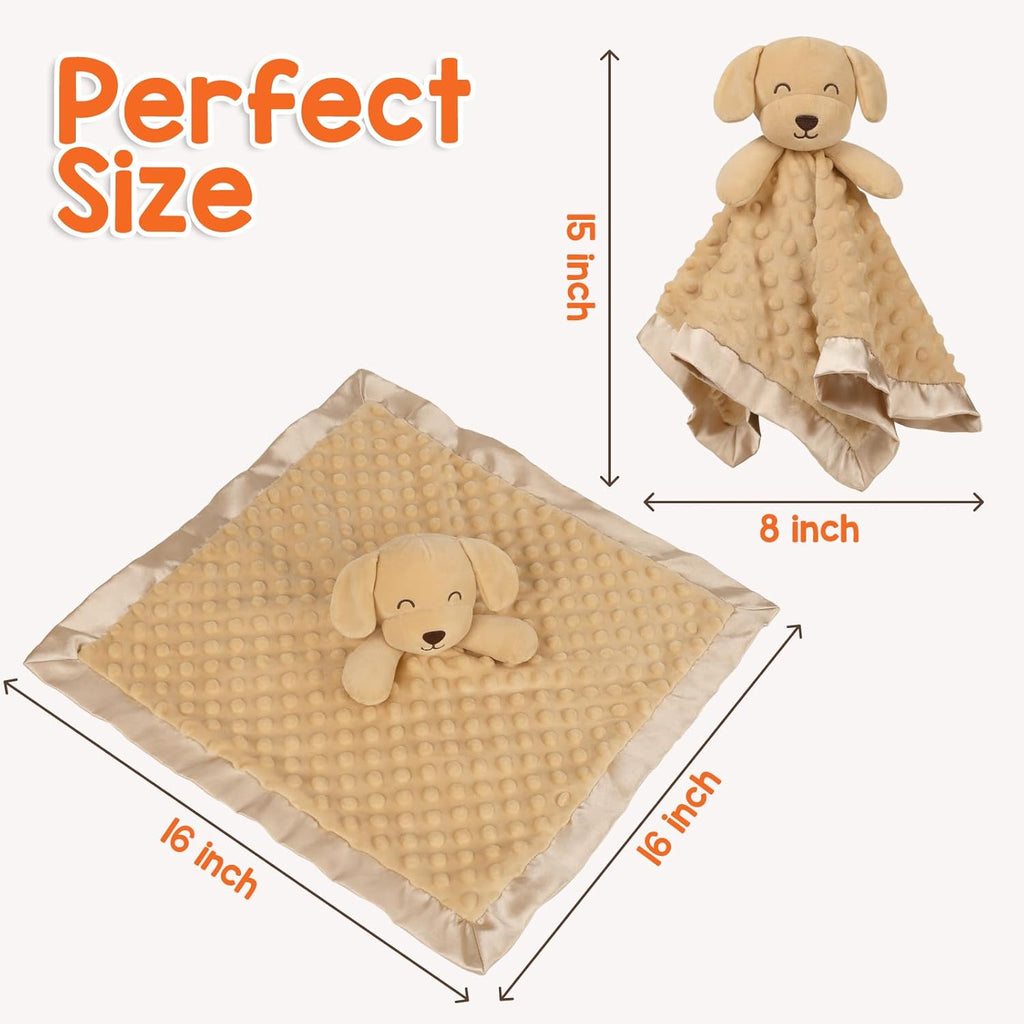 Skiennix Baby Dog Security Blanket - Soft Puppy Lovey Toy for Boys & Girls | 16-Inch Brown Snuggle Gift