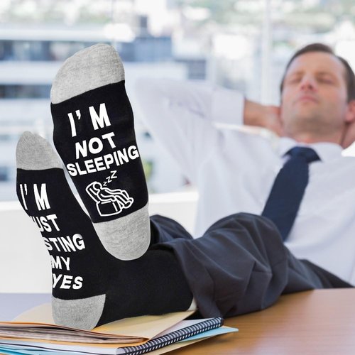 Dealswin Funny Socks - I'm Not Sleeping, Just Resting My Eyes | Perfect Birthday or Father's Day Gift for Dad