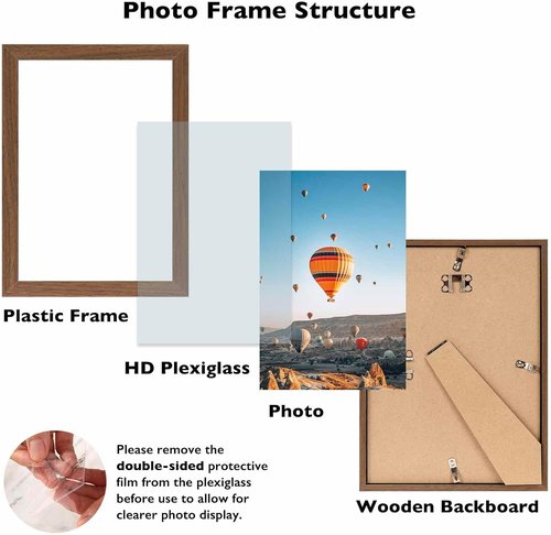 JCJMY 9x11 Picture Frame - Brown Wall Mount & Tabletop Display with Shatter-Resistant Plexiglass