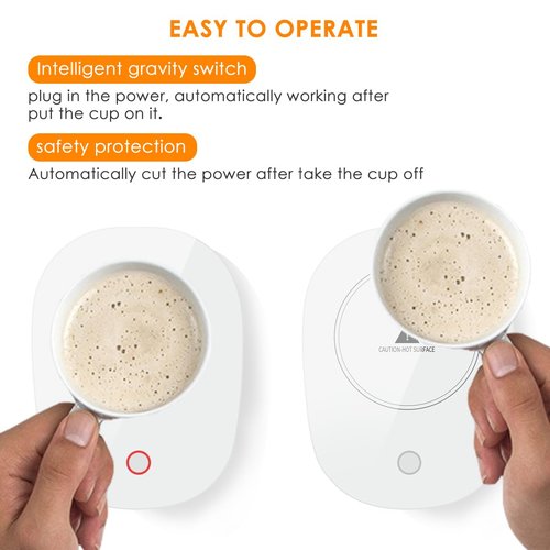 Coffee Mug Warmer for Desk, 131°F/55°C Constant Temperature Cup Warmer with Waterproof Panel, Smart Beverage Heater for Coffee, Tea, Milk, Manual On/Off Switch, Home & Office Essentials