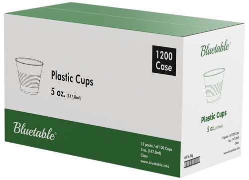Bluetable 5 oz Cups Disposable Plastic Bulk 1200 Case – Small Medicine Cups 5 Ounce Bathroom Cups Translucent cup 5 oz. Water Dispenser Clear Drinking Cup [1200 Pack/Case]