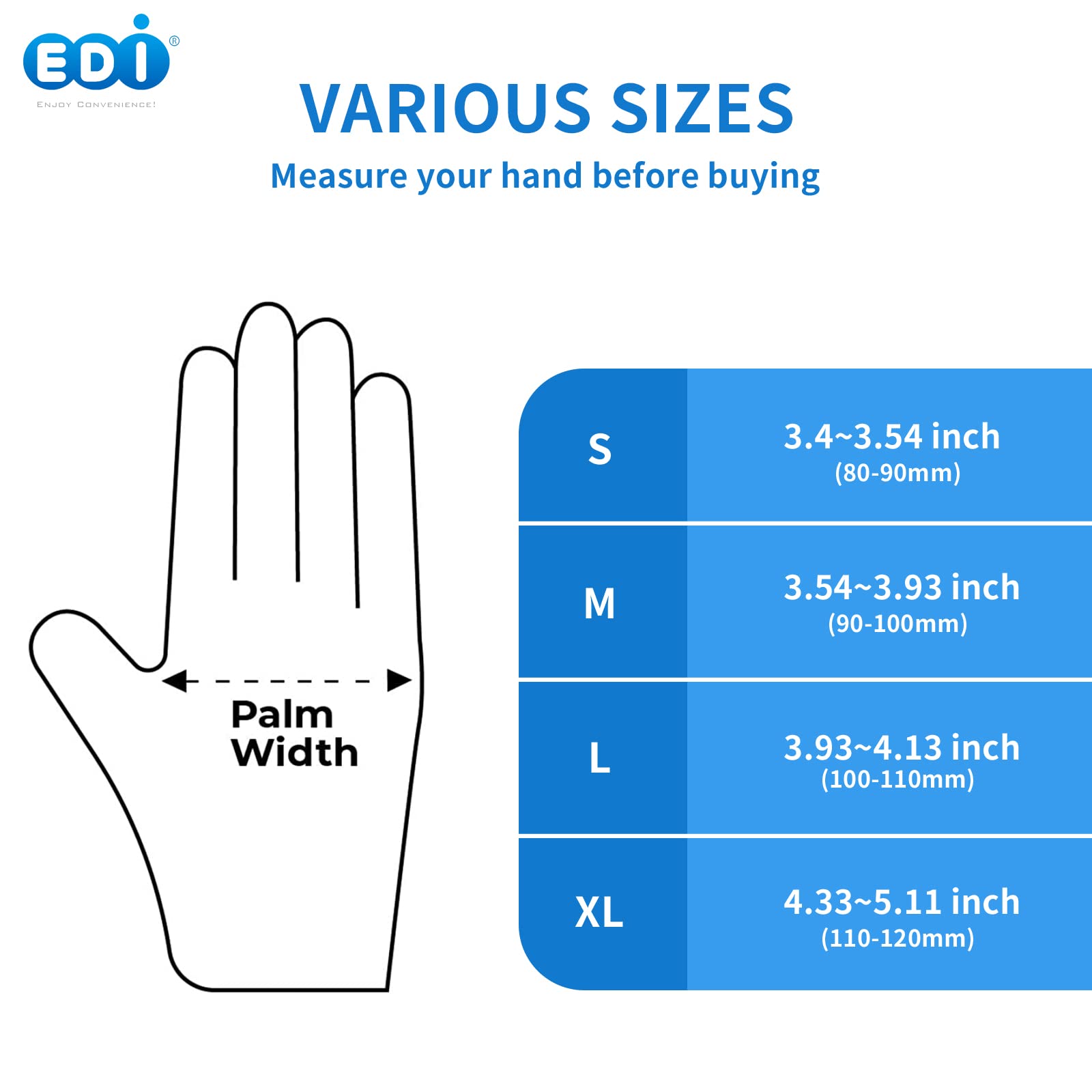 EDI Disposable Vinyl Gloves - Clear, Powder-Free, Latex-Free, Ambidextrous, Large/Extra Large, 100 Count