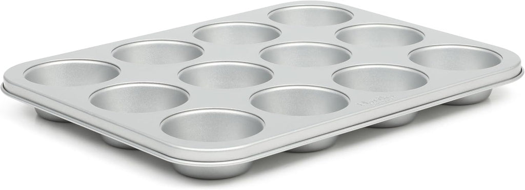 Martha Stewart Gallen 12-Cup Nonstick Muffin Pan - Durable Silver Bakeware for Perfect Muffins & Cupcakes