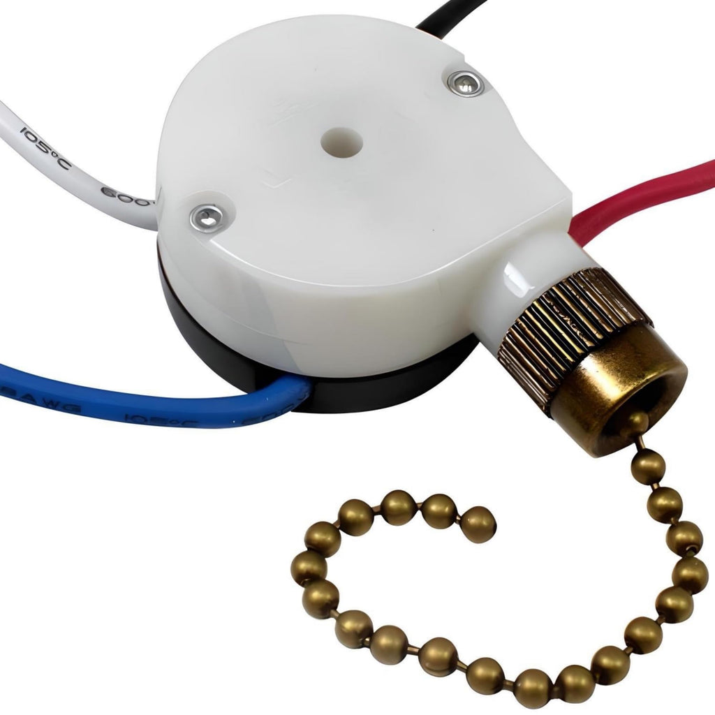 CeilingFanSwitch Zing Ear ZE-208S 3 Speed 3 Way 4 Wire Rotary Speed Control Pull Chain Switch For Ceiling Fans - Antique Brass