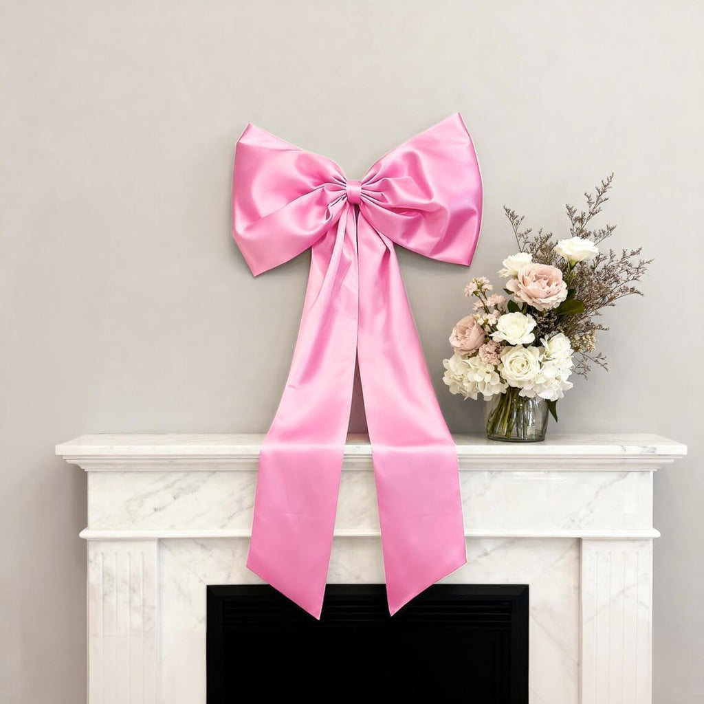 Skiennix Pink Bow Decor - 2 Pack Large & Small Coquette Wall Backdrop for Valentine's Day & Showers