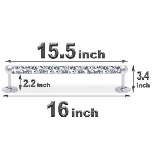 Meetart Crushed Diamond Glass Towel Bar for Bathroom,Set of 2 Towel Rods Wall-Mounted ,Towel Racks for Bath Towels,Hand Towels(15.5”)