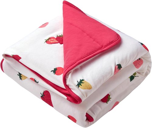 BubblePanda Bamboo Baby Blanket - Soft Neutral Crib Quilt for Boys & Girls | 30 x 40 Inch Strawberry Design