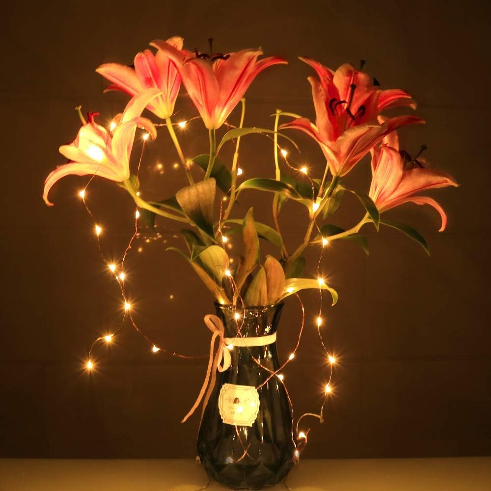 TenSteed Fairy String Lights - 6 Pack LED Firefly Lights, 7.2ft Warm White Silvery Copper Wire for Christmas & Weddings