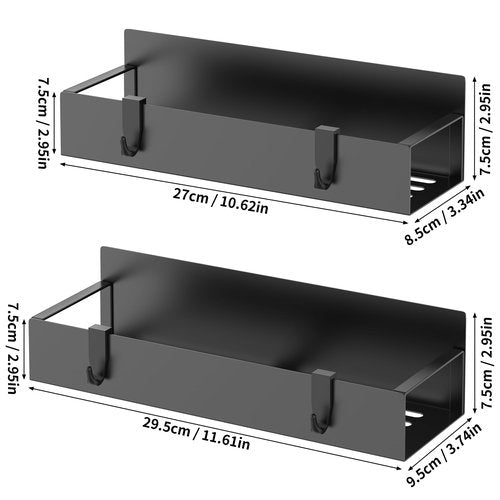 KilaYonle Magnetic Spice Rack for Refrigerator with Hooks, Magnetic Fridge Storage Organizer for Water Bottle, Magnetic Stanley Cup Holder for Kitchen, Black, 2 Pack