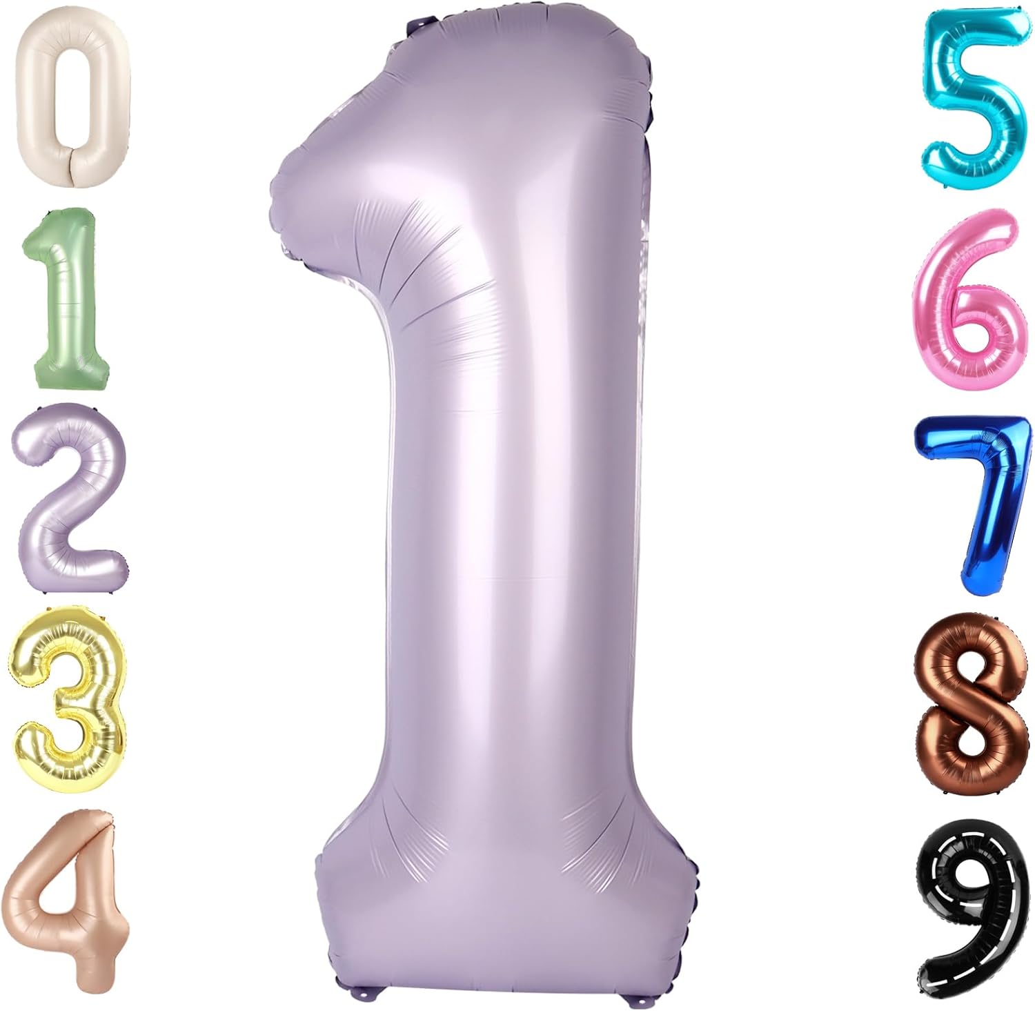Number Balloons - 40 Inch 1 Balloon for 1st Birthday | Cream Purple Party Decoration
