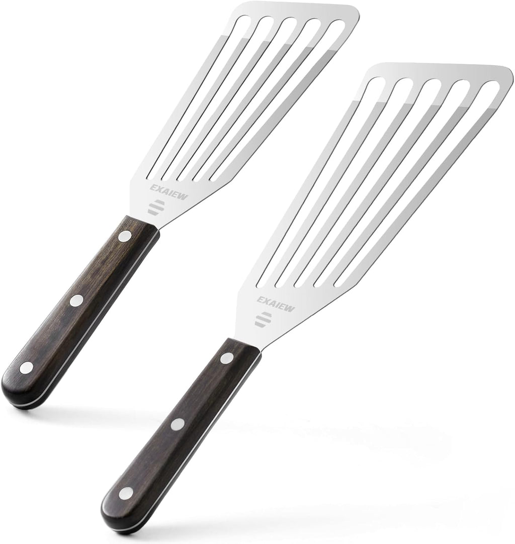 Skiennix Fish Spatula - Flexible Stainless Steel Turner for Flipping Eggs & Burgers | 2-Pack