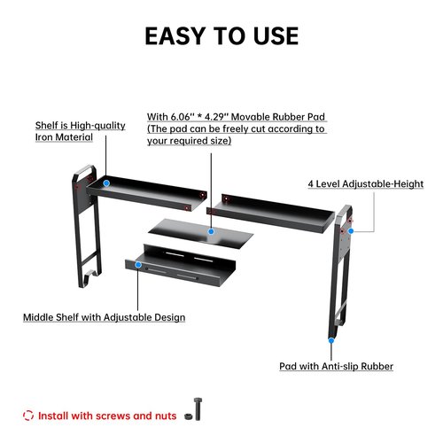 WOCUBEHOME Over The Sink Shelf & Window Plant Shelf, Expandable Kitchen Organization Adjustable in Height & Length, Multi-Purpose Storage Rack for Stove, Bathroom, Study