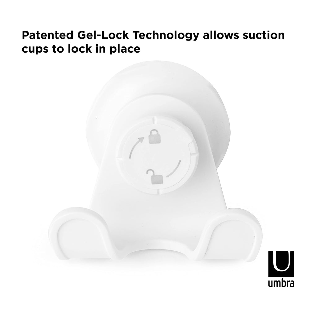 Umbra Flex Shower Storage Accessories with Patented Gel-Lock Technology Suction Cup, 5.8170000000000002 x 7.7469999999999999 x 6.1470000000000002 cm, White (Pack of 2)