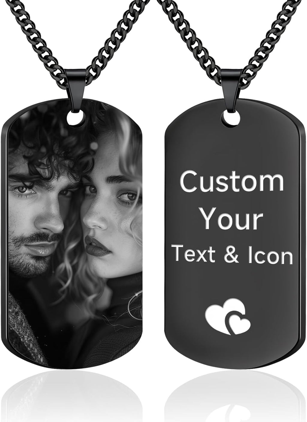 Skiennix Personalized Photo Necklace - Custom Engraved Dog Tag for Unique Gifts | Men & Women