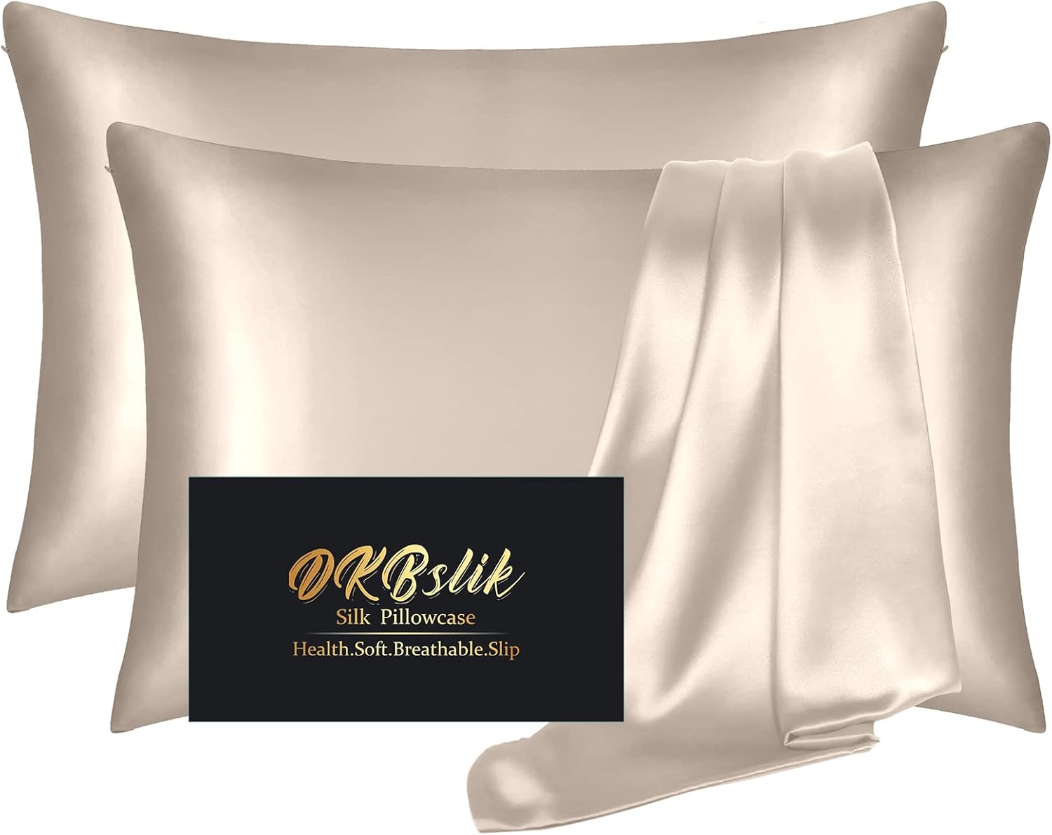 Regine Switzerland Silk Pillowcase Set - Natural Mulberry Silk King Size | Anti-Acne & Hair Care, Champagne