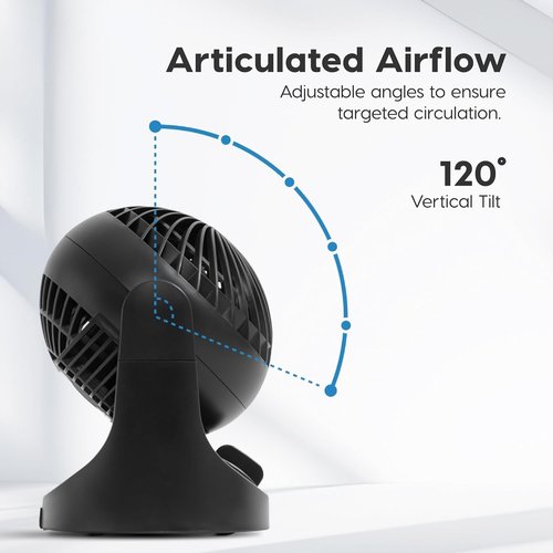 IRIS USA WOOZOO Mini Desk Fan - 3 Speed Air Circulator with 112° Adjustable Tilt & Quiet Motor - Black