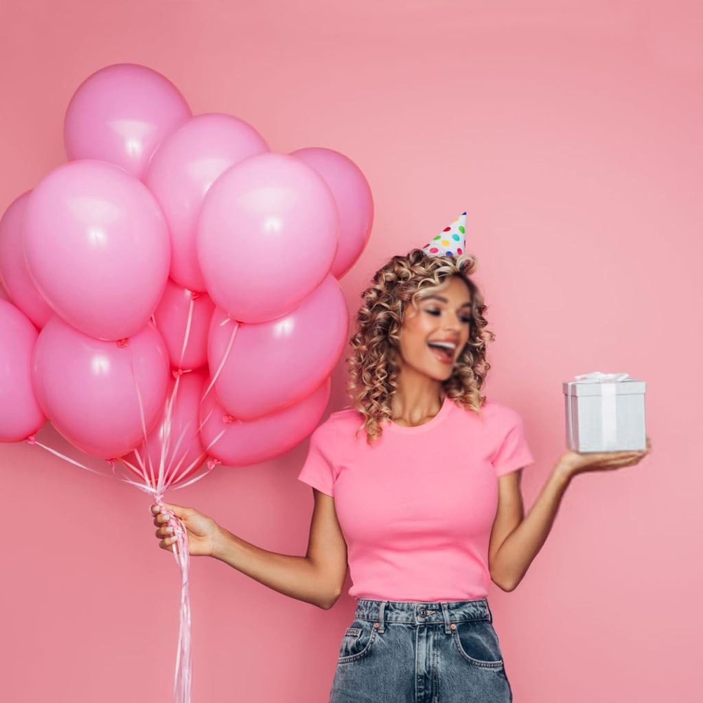 Pink Balloons - 100 Pcs 12 Inch Matte Pink Balloons for Baby Shower & Birthday Party Decor