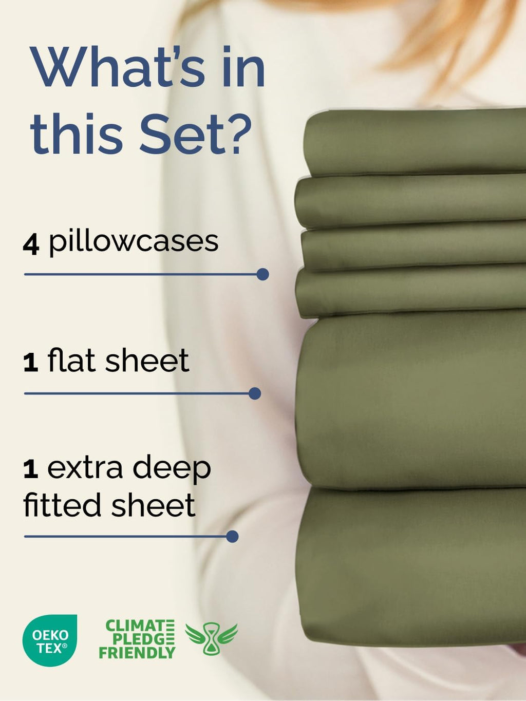 Skiennix Extra Deep Queen Sheet Set | 6-Piece Breathable Cooling Bedding - Soft, Wrinkle-Free, Sage Green