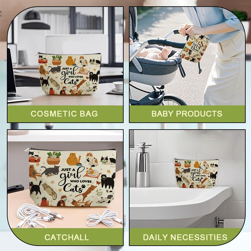 Yreamont Cat Print Makeup Bag Cute Cosmetic Pouch for Women and Cat Lovers