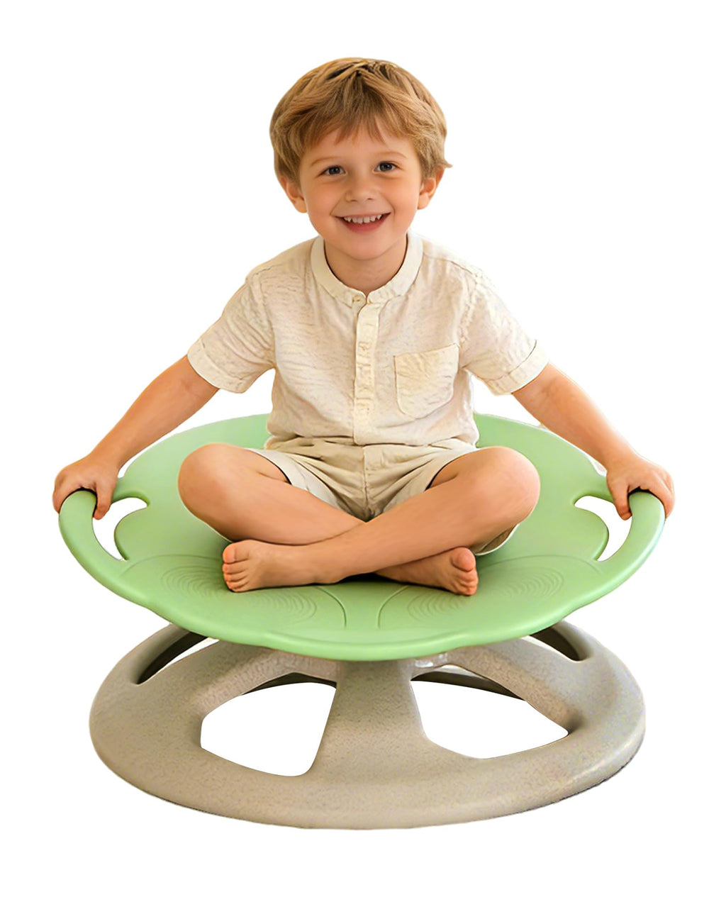 FERUERW Spinning Chair for Autistic Kids with Handle, Sensory Swivel Chair, 220LBS Weight Capacity, Sensory Toy for Children with ADHD/Autism, Training Body Coordination, 3+ Years (Light Green)