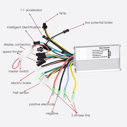 24V 36V/36V 48V Motor Speed Brush Controller, 250W/350W Electric Motor Controller with LCD Display Panel for E Electric Scooter Brushless Controller Kit