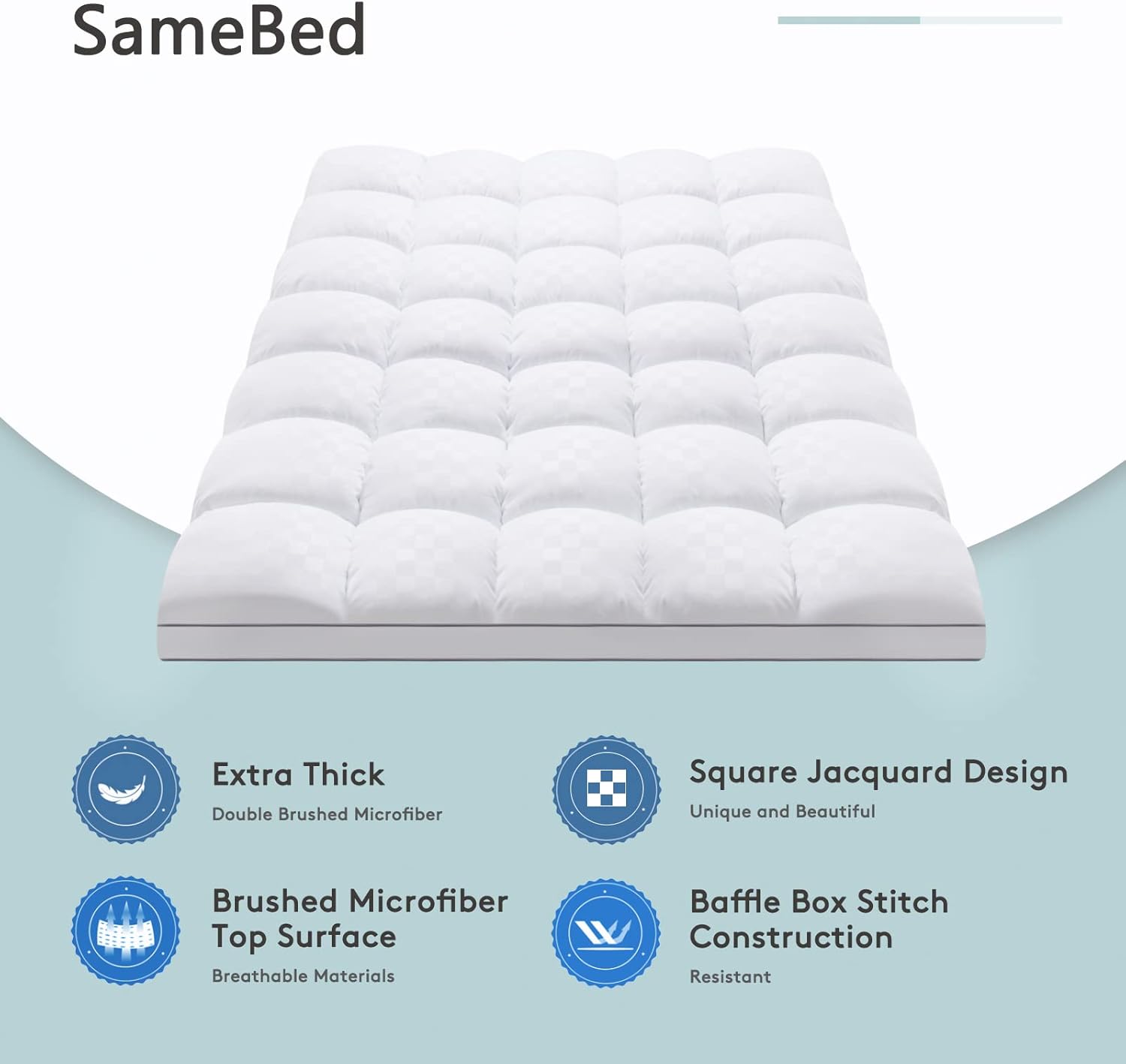 SameBed Mattress Topper - Extra Thick Cooling Mattress Pad for Back Pain | Fits 8-21 Inch Deep Pocket