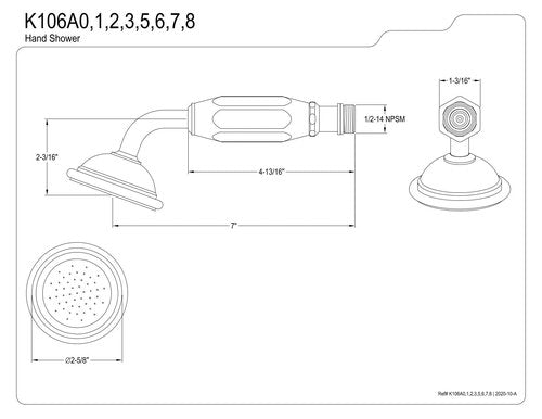 Kingston Brass K106A1 Victorian Hand Shower Head, Polished Chrome 6.88 x 2.56 x 2.25