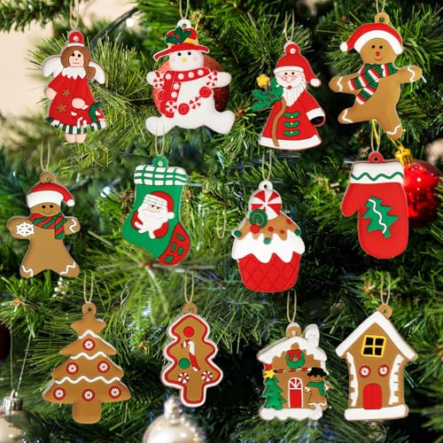 12PCS Gingerbread Man Ornaments - Cute Christmas Tree Decorations