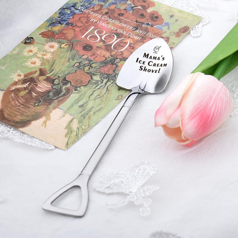 Borhmty Engraved Stainless Steel Ice Cream Spoon Gift for Mom