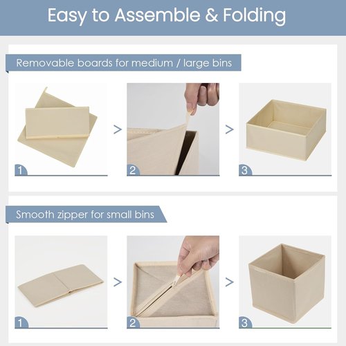 Criusia Drawer Organizer - 16 Pack Foldable Closet Organizers for Clothes, Socks & Accessories | Beige