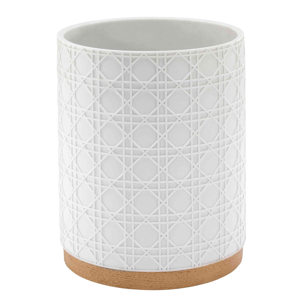 Nicole Miller - Wastebasket, Durable Resin Trash Can, Ideal for Bathroom, Bedroom, or Office, Modern Home Decor, Dorm Room Essentials (Lena Collection, White)