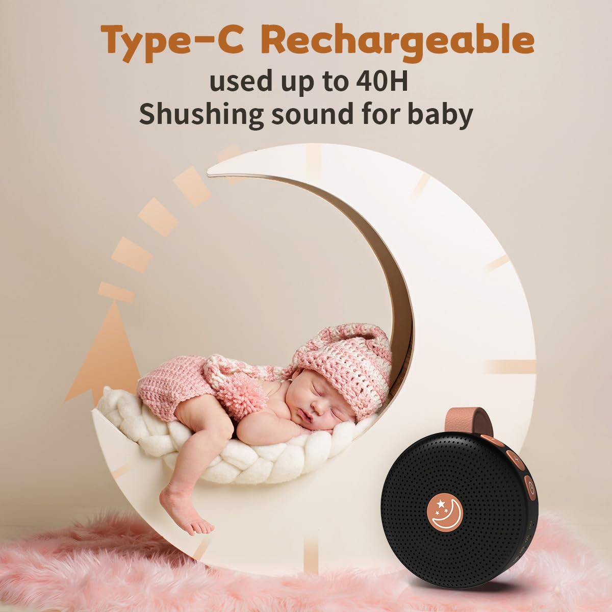 Mini Sound Machine Portable Baby White Noise Machine Brown Noise Machine 30 Soothing Sounds for Kids Adults Auto-Off Timer 32 Volume Levels Battery Sleep Machine for Home Office Privacy
