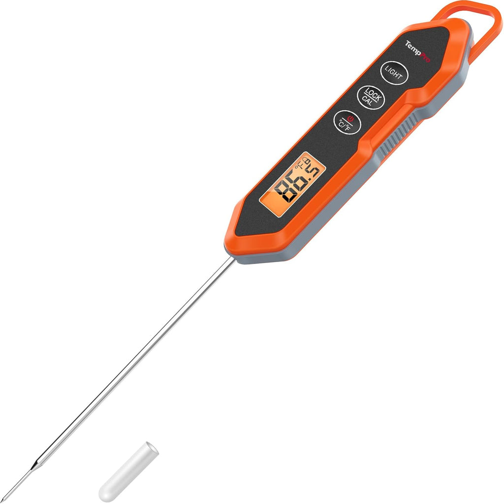 TempPro TP15H Waterproof Instant Read Meat Thermometer - Digital Cooking Thermometer with Backlight & Calibration | Perfect for BBQ, 10.47 x 1.16 x 0.69