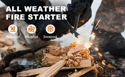 Flint Magnesium Fire Starter, Magnesium Waterproof Matches Outdoor Survival Fire Kits with Striker for Camping Hiking Emergency(4 Pack)
