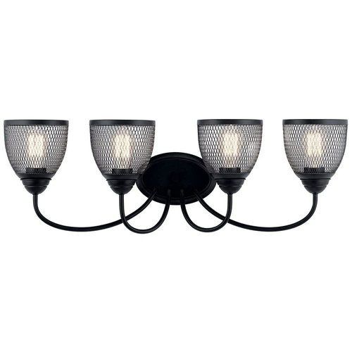KICHLER Voclain 32" 4 Light Vanity Light with Mesh Shade in Black