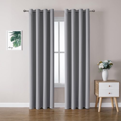 ChrisDowa Blackout Curtains - Thermal Insulated Grommet Panels Set | Light Grey, 52 x 120 Inches