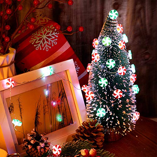 Candy String Lights Decor 10ft with 30 LEDs - Red & Green, 8 Modes, Battery Operated