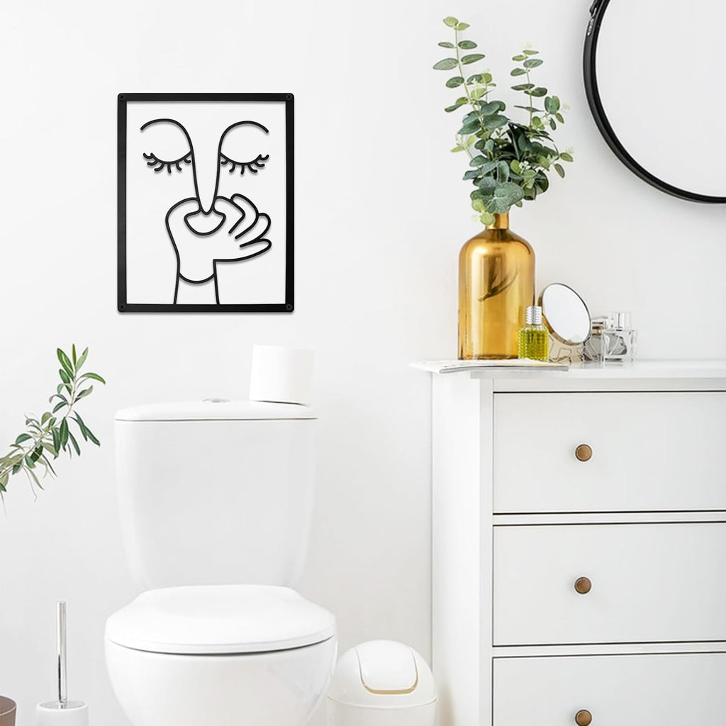 ULENDIS Funny Bathroom Wall Art Decor - Humorous Metal Face Sign for Toilet | 2 PCS Set (7.97 x 9.84 in)