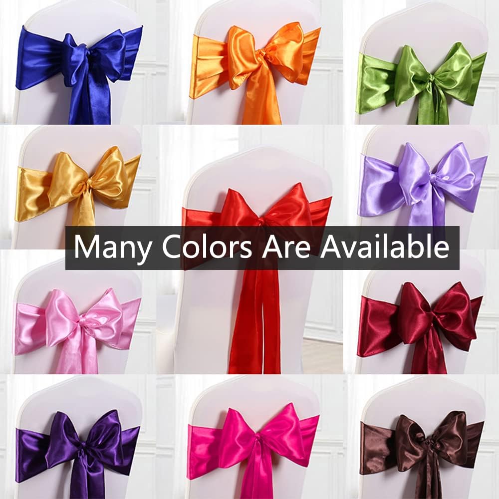 Skiennix Wedding Satin Chair Sashes - Elegant Ivory Bows for Banquet & Event Decor | 7x108 Inch, 50 Pack