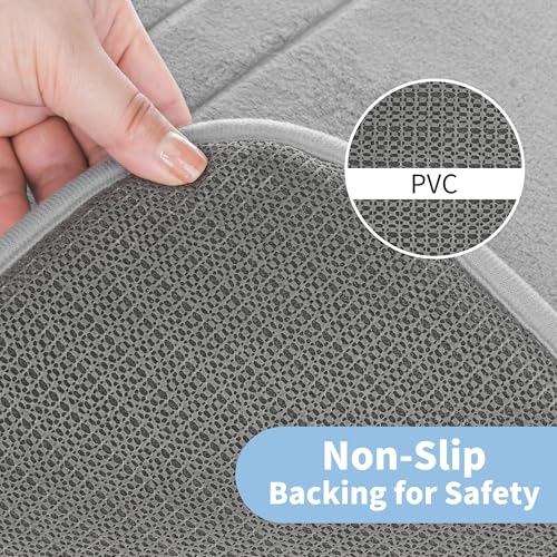 Cupic Cupid Memory Foam Bath Mat, Non-Slip Bathroom Rug, Gray 20" x 32"