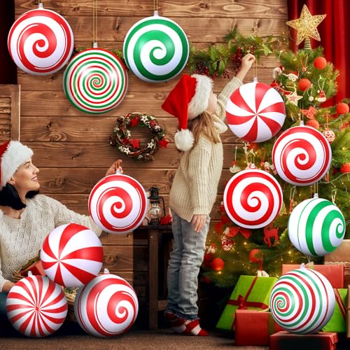 Multicolor 12 Inch Christmas Inflatable Balls - Oversized Holiday Ornaments - Small Variation