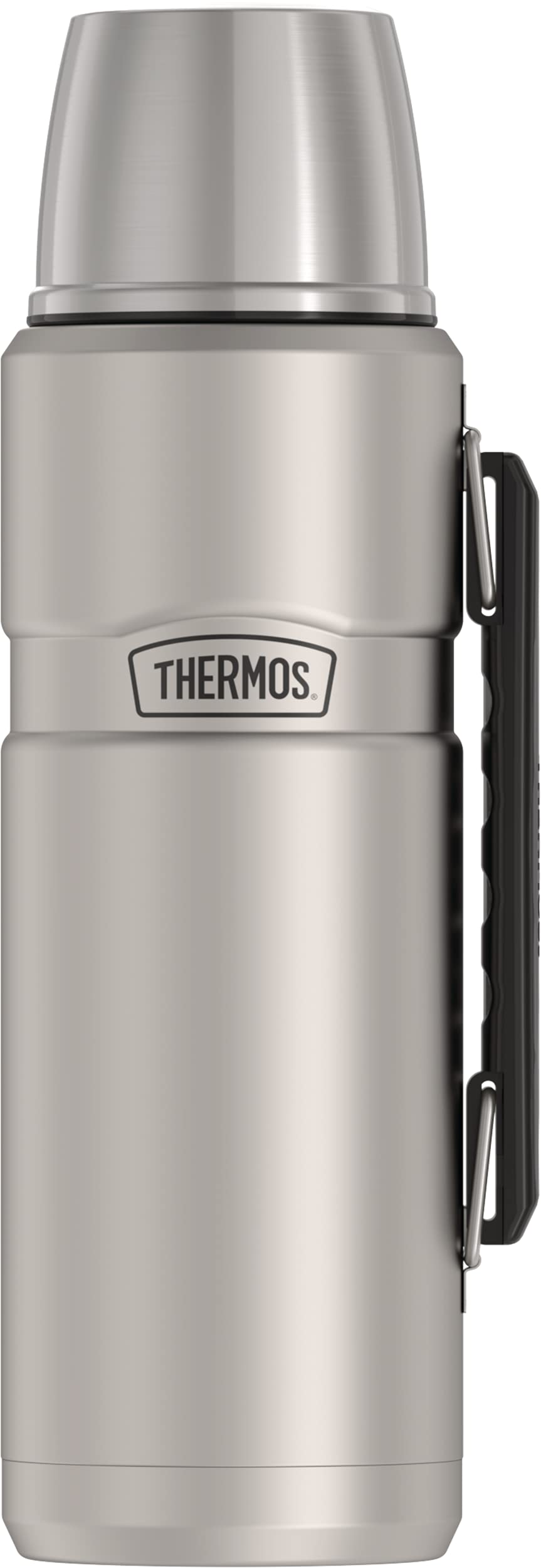 THERMOS Stainless King Vacuum-Insulated Beverage Bottle, 40 Ounce, Matte Steel & Stainless King Vacuum-Insulated Food Jar, 24 Ounce, Midnight Blue
