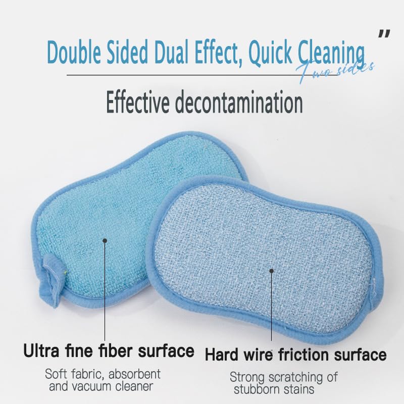 YUEMIN Clean 6-Pack Kitchen Sponges with Stainless Steel Scrub