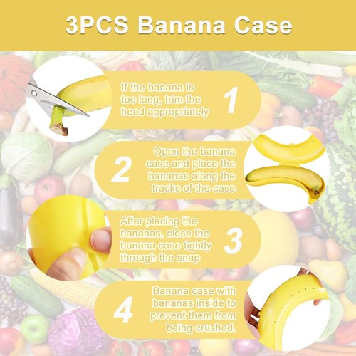 QLFJ-FurDec 3pcs Banana Holder Case, Banana Keeper BPA-Free Outdoor Travel Case, Banana Container Outdoor Travel, Fruit Cover for Picnic, Hiking