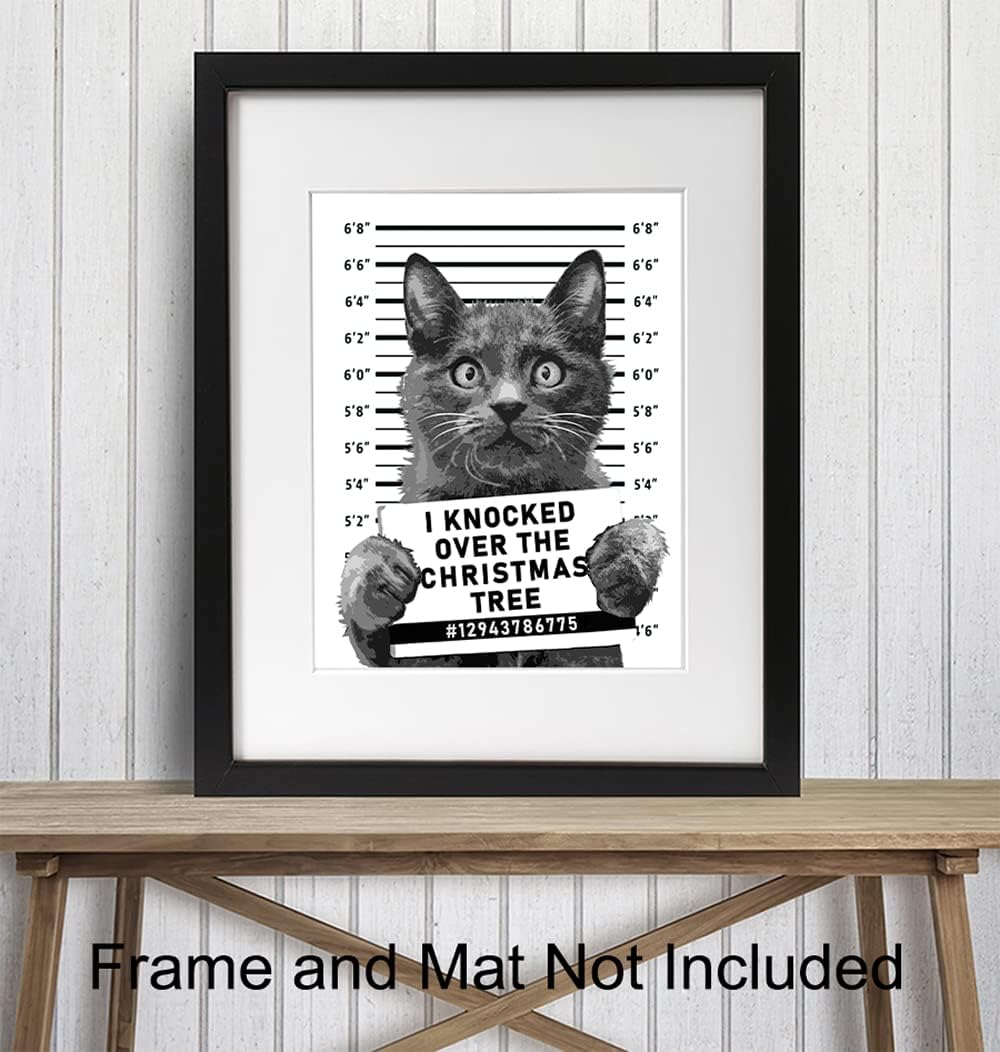 Skiennix Cat Christmas Tree Wall Art | Cute Holiday Decoration for Cat Lovers | 8x10 Unframed Print