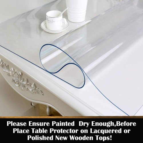 42x60 Inch Clear Plastic Table Protector Dining Tablelcloth Vinyl Desk Topper Pad Mat Wooden Furniture Dressing Cabinet Glass End Side PVC Table Cloth Countertop Cover Cutting Wipeable Rectangular