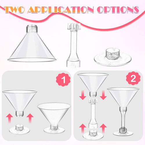 200 Pcs Plastic Martini Glasses 5 oz Disposable Cocktail Glasses Tall Mini Martini Plastic Cups Unbreakable Appetizer Dessert Cups for Margarita Wine Champagne Ice Cream Wedding Party Bar Event