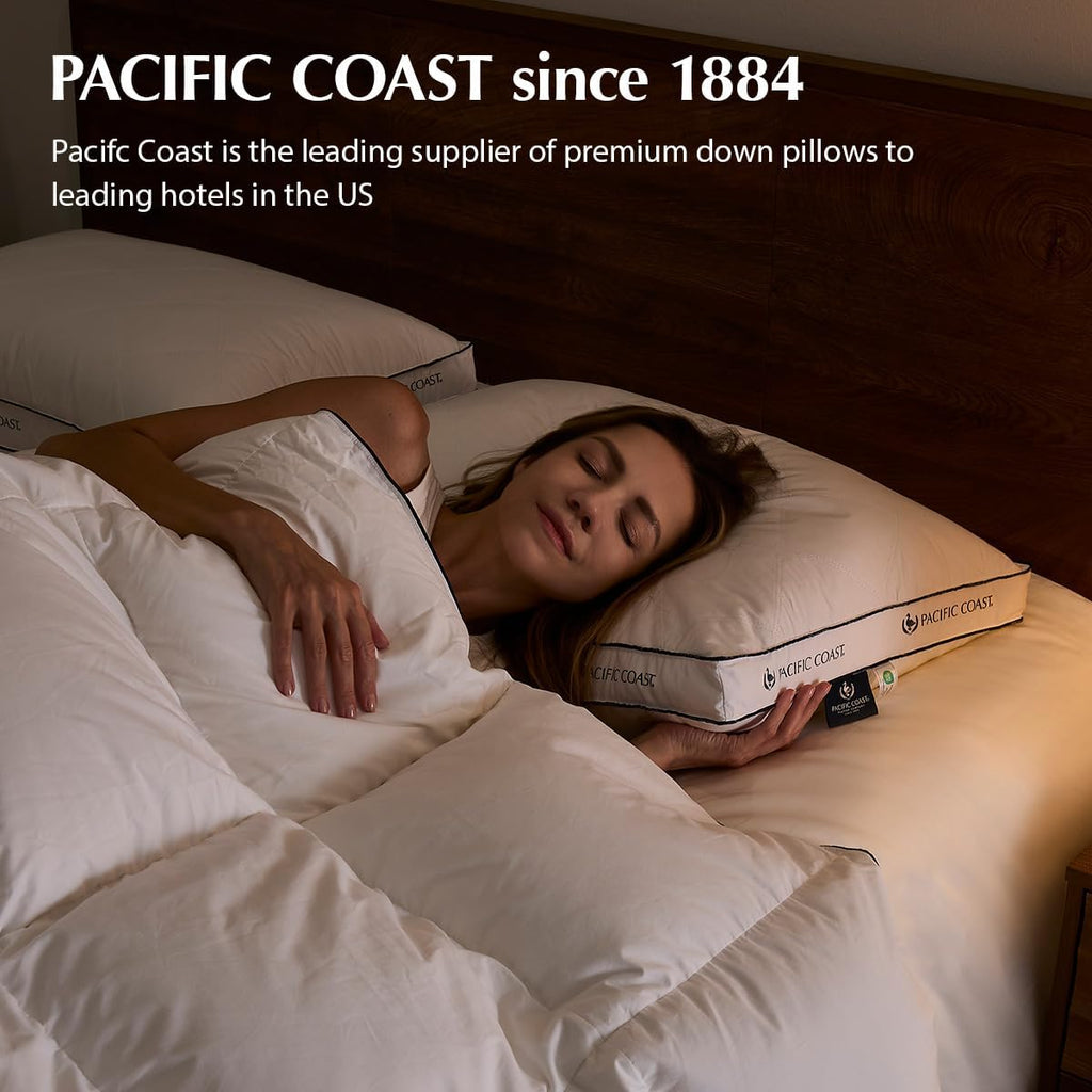 Pacific Coast Gusseted Pillows - Queen Size Set of 2 | Goose Feather & Down for Ultimate Comfort
