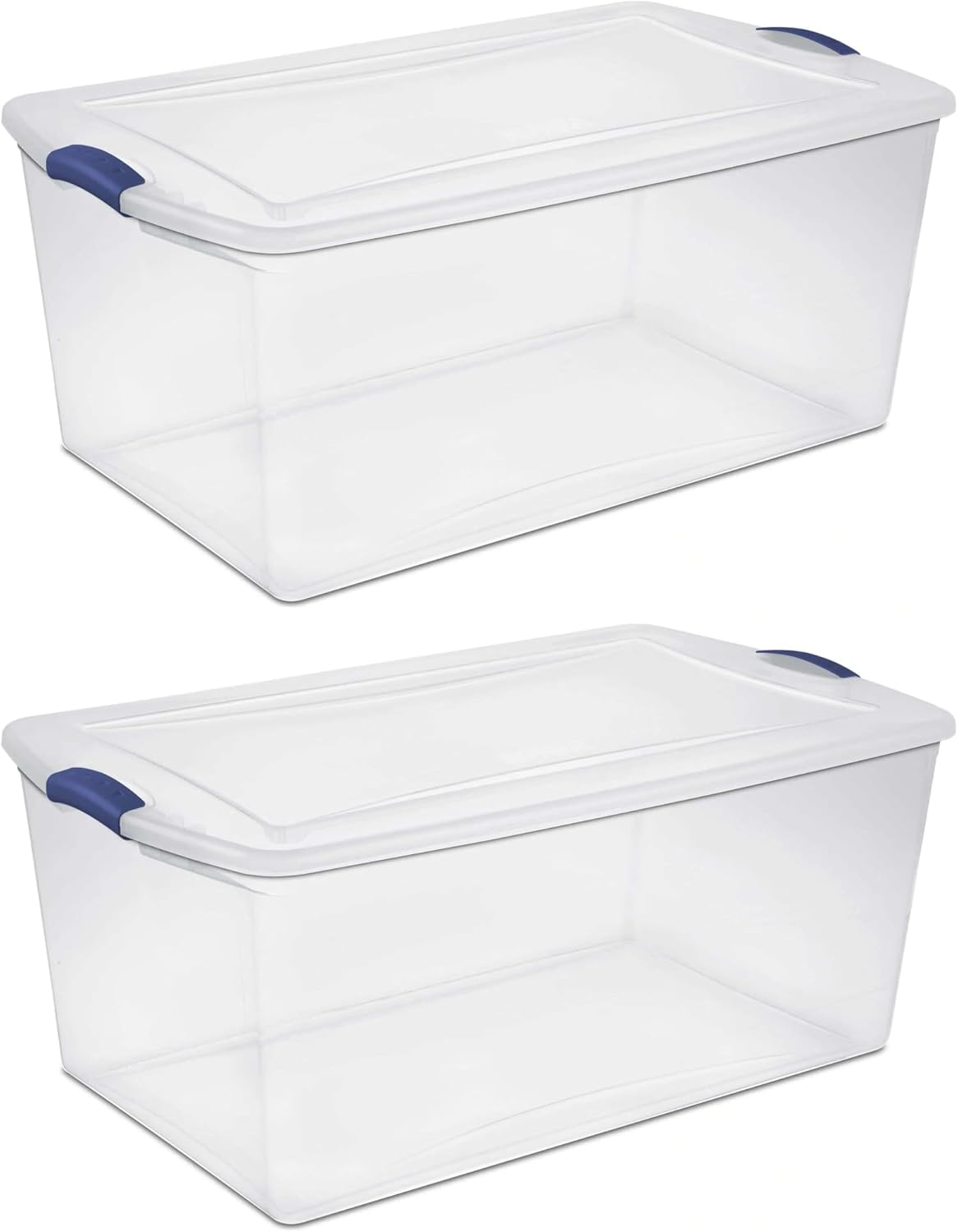 Regine Switzerland 105 QT Transparent Storage Box - Stackable with Blue Lock Mechanism | Ideal for Household & Seasonal Items
