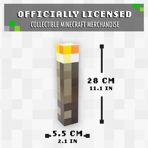 Minecraft Torch Light - Official Merchandise - 2 Light Modes, 2 Modes of Use, Battery Powered, Gift for Gamers